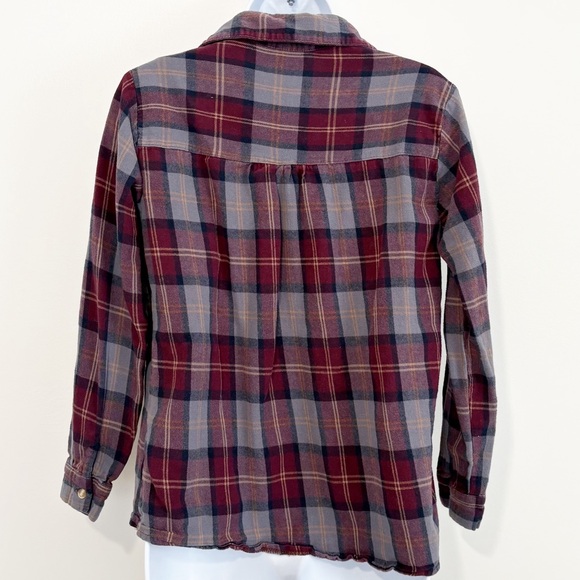 BRANDY MELVILLE Wylie Button Down Flannel Red and Gray Checkered 100% Cotton - Picture 3 of 8